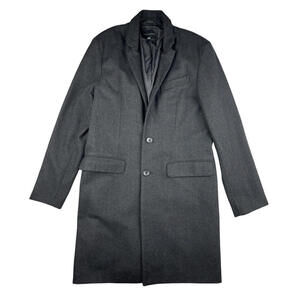 Banana Republic Wool Blend Overcoat Herringbone Grey Size L